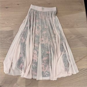 Wilfred Floral Pleated Midi Skirt - Pink and Cream